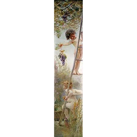 Putti Disporting Black Modern Wood Framed Art Print with Double Matting by Makowsky, Constantin