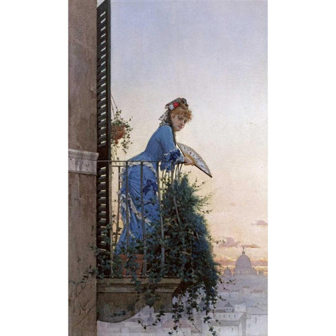 An Elegant Beauty Black Modern Wood Framed Art Print with Double Matting by Martens, Willem Johann