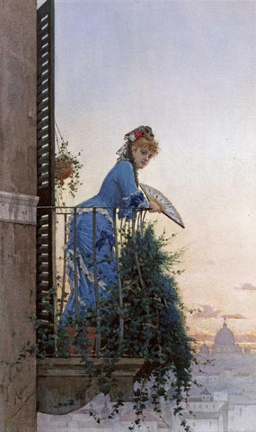 An Elegant Beauty White Modern Wood Framed Art Print with Double Matting by Martens, Willem Johann