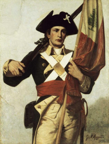 Soldier of The Revolution White Modern Wood Framed Art Print with Double Matting by Maynard, George Willoughby