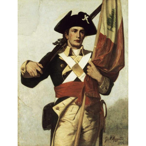Soldier of The Revolution Black Modern Wood Framed Art Print by Maynard, George Willoughby