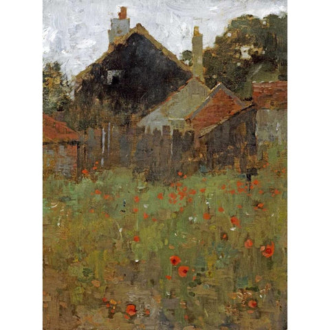 The Poppy Field Gold Ornate Wood Framed Art Print with Double Matting by Metcalf, Willard Leory