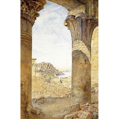 Among The Ruins Black Modern Wood Framed Art Print with Double Matting by Newman, Henry Roderick