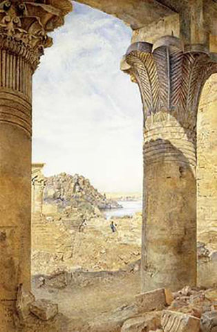 Among The Ruins White Modern Wood Framed Art Print with Double Matting by Newman, Henry Roderick