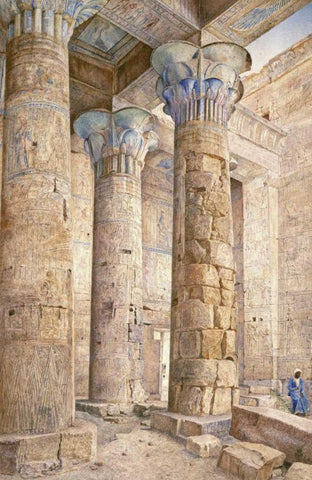 The Temple of Philae, Egypt White Modern Wood Framed Art Print with Double Matting by Newman, Henry Roderick