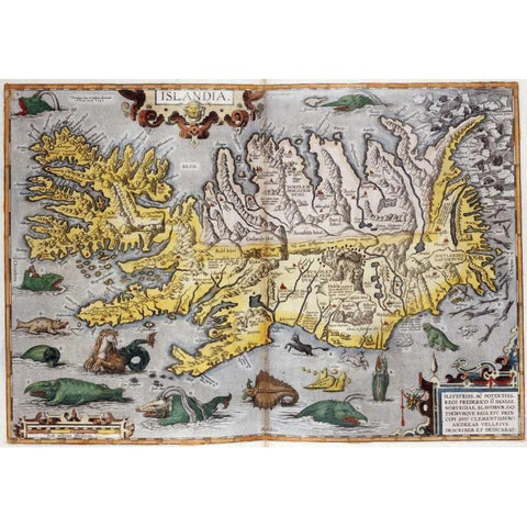 Hand Colored Map of Iceland White Modern Wood Framed Art Print by Ortelius, Abraham