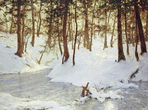 Ice In The Glen White Modern Wood Framed Art Print with Double Matting by Palmer, Walter Launt
