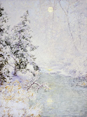 Winter Sun White Modern Wood Framed Art Print with Double Matting by Palmer, Walter Launt