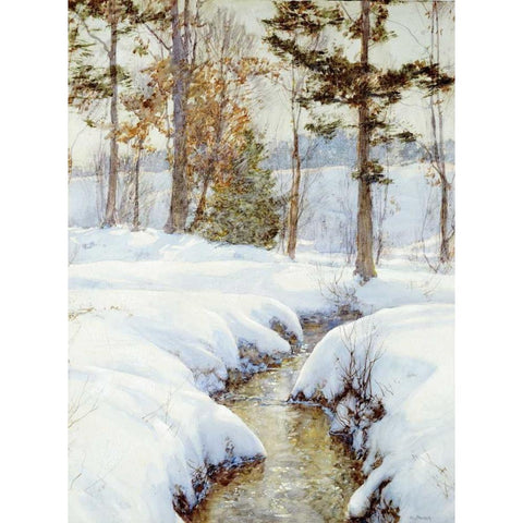 Snowladen Brook Black Modern Wood Framed Art Print by Palmer, Walter Launt
