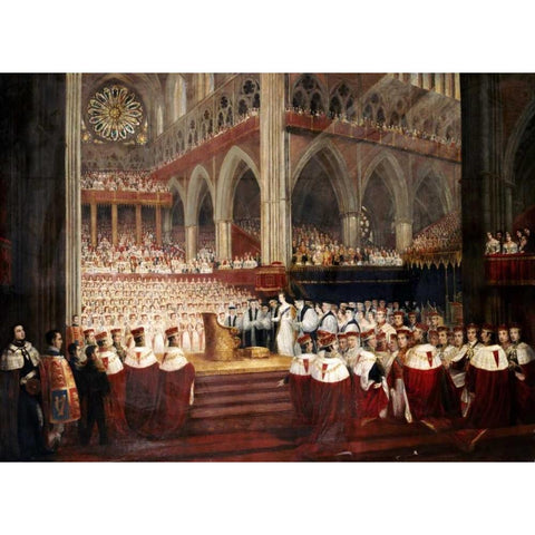 The Coronation of Queen Victoria Gold Ornate Wood Framed Art Print with Double Matting by Parris, Edmund Thomas