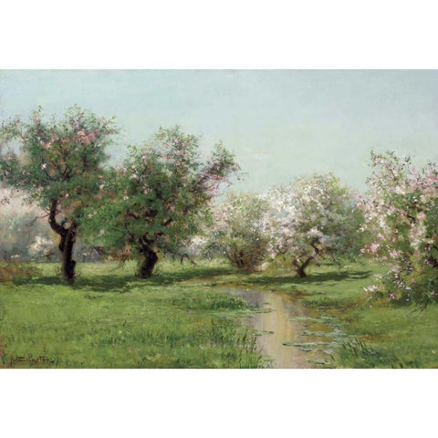 The Orchard In Spring Gold Ornate Wood Framed Art Print with Double Matting by Parton, Arthur