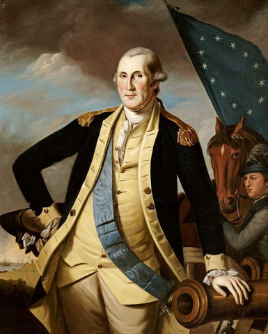 George Washington White Modern Wood Framed Art Print with Double Matting by Peale, Charles Willson