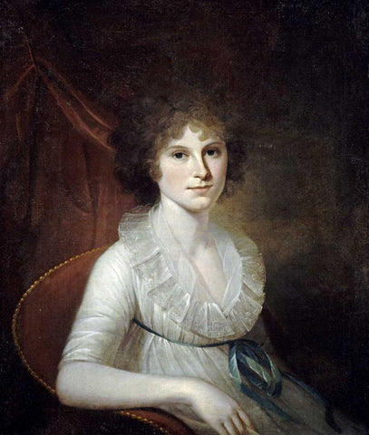 Portrait of Ann Emily Rush Black Ornate Wood Framed Art Print with Double Matting by Peale, James