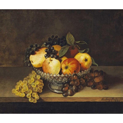 Still Life With Crystal Compote Black Modern Wood Framed Art Print with Double Matting by Peale, Rubens