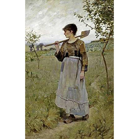 Home From The Fields White Modern Wood Framed Art Print by Pearce, Charles Sprague