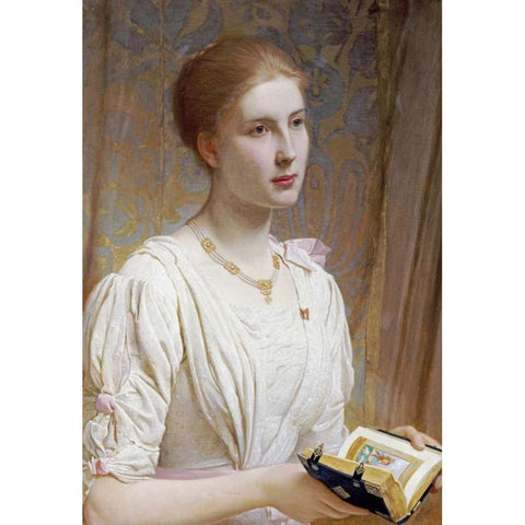 Portrait of Miss Helen Lindsay White Modern Wood Framed Art Print by Perugini, Charles Edward