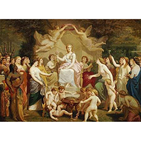 An Allegory of Spring Black Modern Wood Framed Art Print with Double Matting by Picou, Henri Pierre