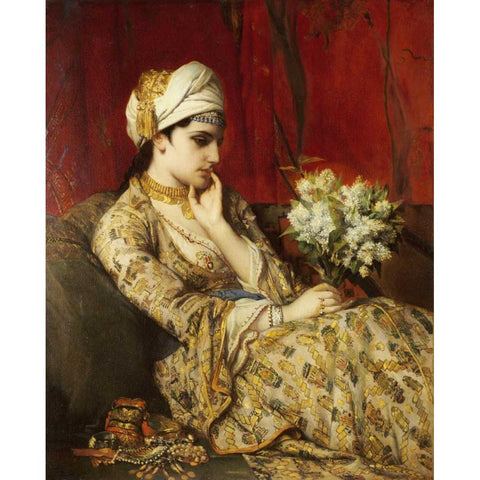 The Odalisque Black Modern Wood Framed Art Print by Portaels, Jan Frans