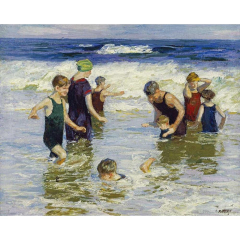 The Bathers Black Modern Wood Framed Art Print with Double Matting by Potthast, Edward Henry