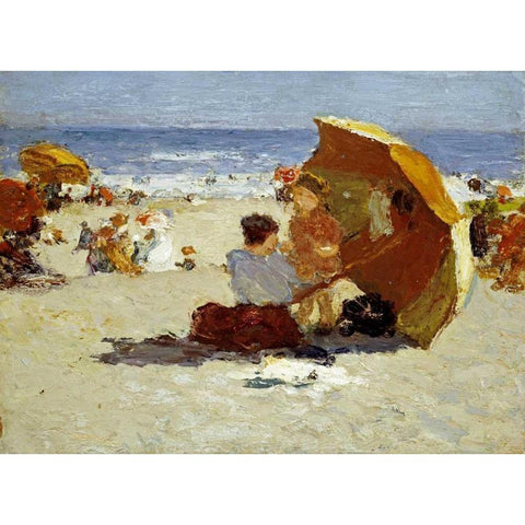 Late Afternoon, Coney Island White Modern Wood Framed Art Print by Potthast, Edward Henry