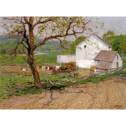 Summer Day White Modern Wood Framed Art Print by Potthast, Edward Henry