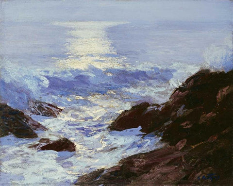 Moonlight White Modern Wood Framed Art Print with Double Matting by Potthast, Edward Henry