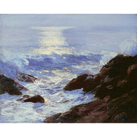 Moonlight Gold Ornate Wood Framed Art Print with Double Matting by Potthast, Edward Henry