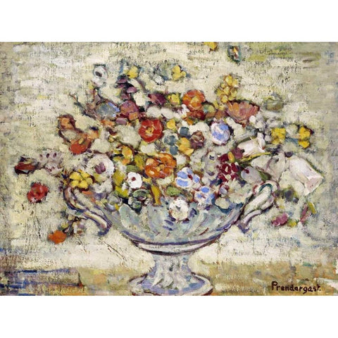 Floral Still Life Black Modern Wood Framed Art Print by Prendergast, Maurice Brazil