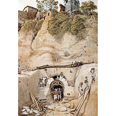 Mineworks White Modern Wood Framed Art Print by Prinsep, James