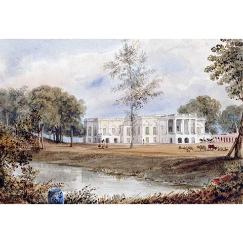 Belvedere House at Alapore Gold Ornate Wood Framed Art Print with Double Matting by Prinsep, William
