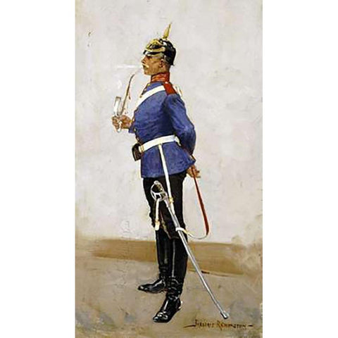 Infantry Officer, Full Dress Black Modern Wood Framed Art Print by Remington, Frederic