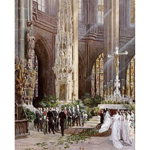 A Wedding, Jacobi Church, Nuremberg White Modern Wood Framed Art Print by Ritter, Wilhelm