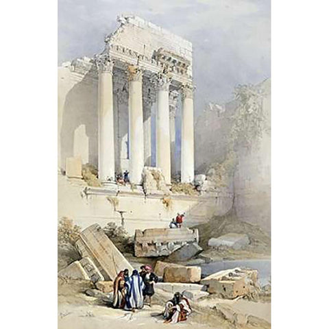 The Western Portico, Baalbec Black Modern Wood Framed Art Print with Double Matting by Roberts, David