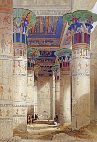 Egyptian View Black Ornate Wood Framed Art Print with Double Matting by Roberts, David