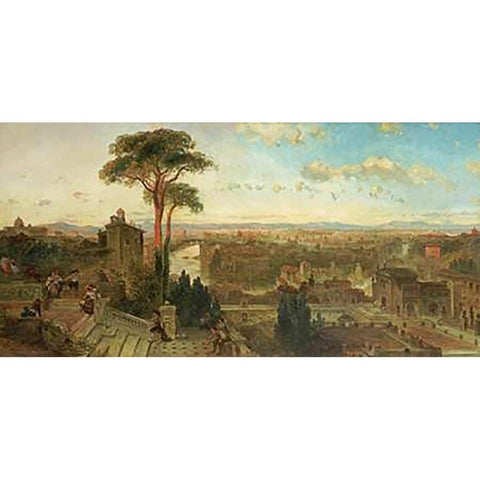 Rome - Sunset From The Convent of San Onofrio White Modern Wood Framed Art Print by Roberts, David