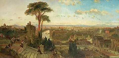 Rome - Sunset From The Convent of San Onofrio Black Ornate Wood Framed Art Print with Double Matting by Roberts, David