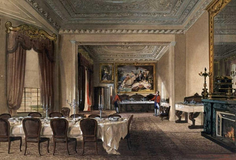 The Dining Room, Osborne House White Modern Wood Framed Art Print with Double Matting by Roberts, James
