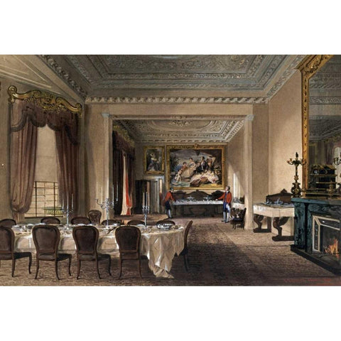 The Dining Room, Osborne House Black Modern Wood Framed Art Print with Double Matting by Roberts, James