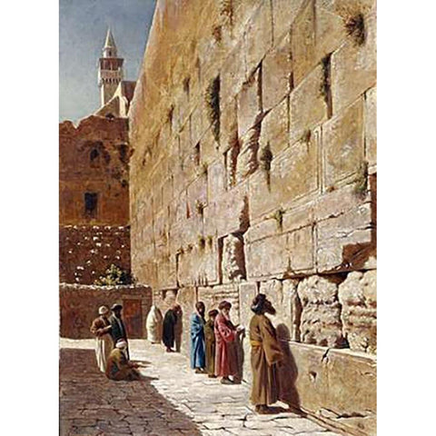 At The Wailing Wall Gold Ornate Wood Framed Art Print with Double Matting by Robertson, Charles