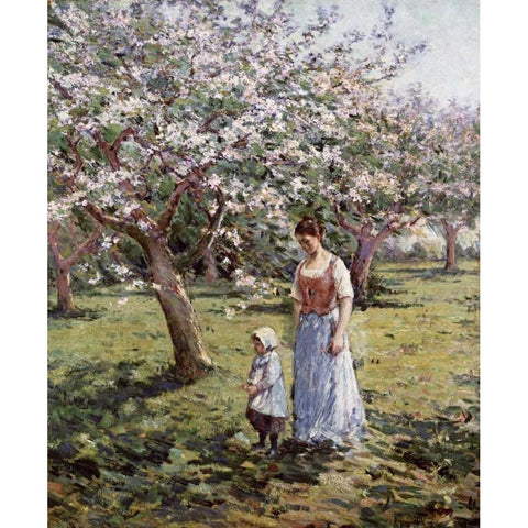 Promenade Among The Blossoms Gold Ornate Wood Framed Art Print with Double Matting by Robinson, Theodore