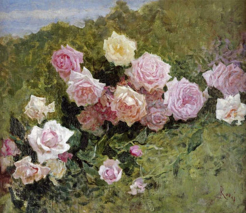 A Study of Roses White Modern Wood Framed Art Print with Double Matting by Rossi, Luigi