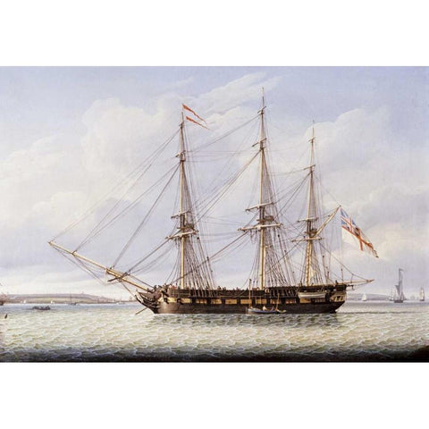 Sloop on The Mersey Black Modern Wood Framed Art Print with Double Matting by Salmon, Robert