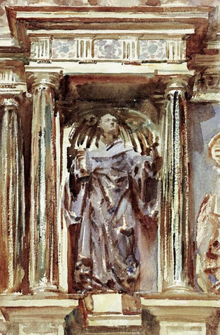 In a Church at Granada White Modern Wood Framed Art Print with Double Matting by Sargent, John Singer