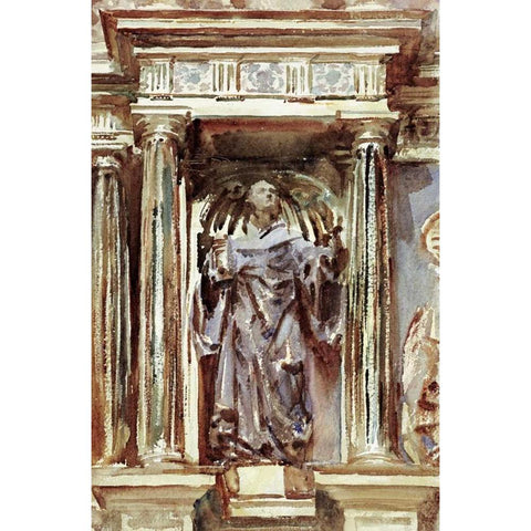 In a Church at Granada Gold Ornate Wood Framed Art Print with Double Matting by Sargent, John Singer