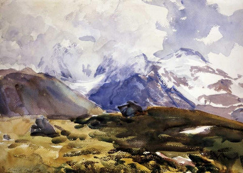 The Simplon White Modern Wood Framed Art Print with Double Matting by Sargent, John Singer