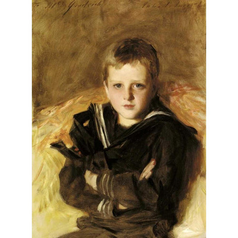 Portrait of Caspar Goodrich Gold Ornate Wood Framed Art Print with Double Matting by Sargent, John Singer