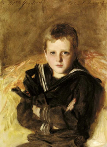 Portrait of Caspar Goodrich White Modern Wood Framed Art Print with Double Matting by Sargent, John Singer