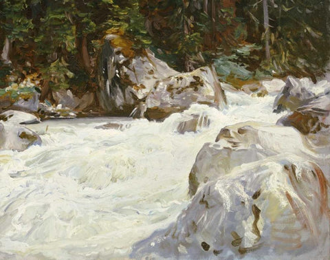 A Torrent in Norway White Modern Wood Framed Art Print with Double Matting by Sargent, John Singer