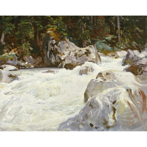 A Torrent in Norway White Modern Wood Framed Art Print by Sargent, John Singer