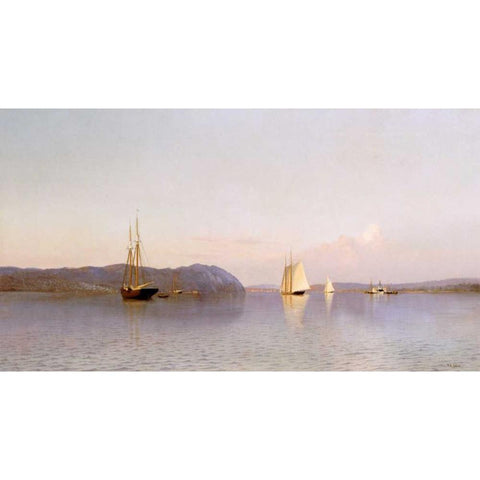 Late Afternoon, Haverstraw Bay Gold Ornate Wood Framed Art Print with Double Matting by Silva, Francis A.